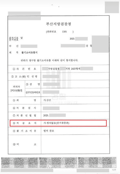 오픈채팅 강간 기소의견 송치 사건 뒤집기 — 실제 불기소이유통지서