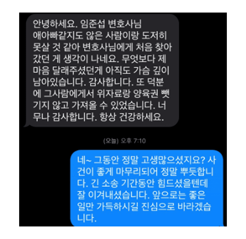 문자 후기 — 위자료와 양육권